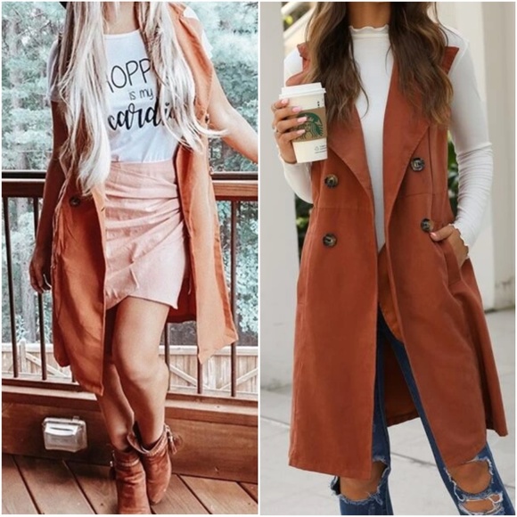 060 Classic Waterfall Pocket Minimalist Long Vest - Picture 2 of 6